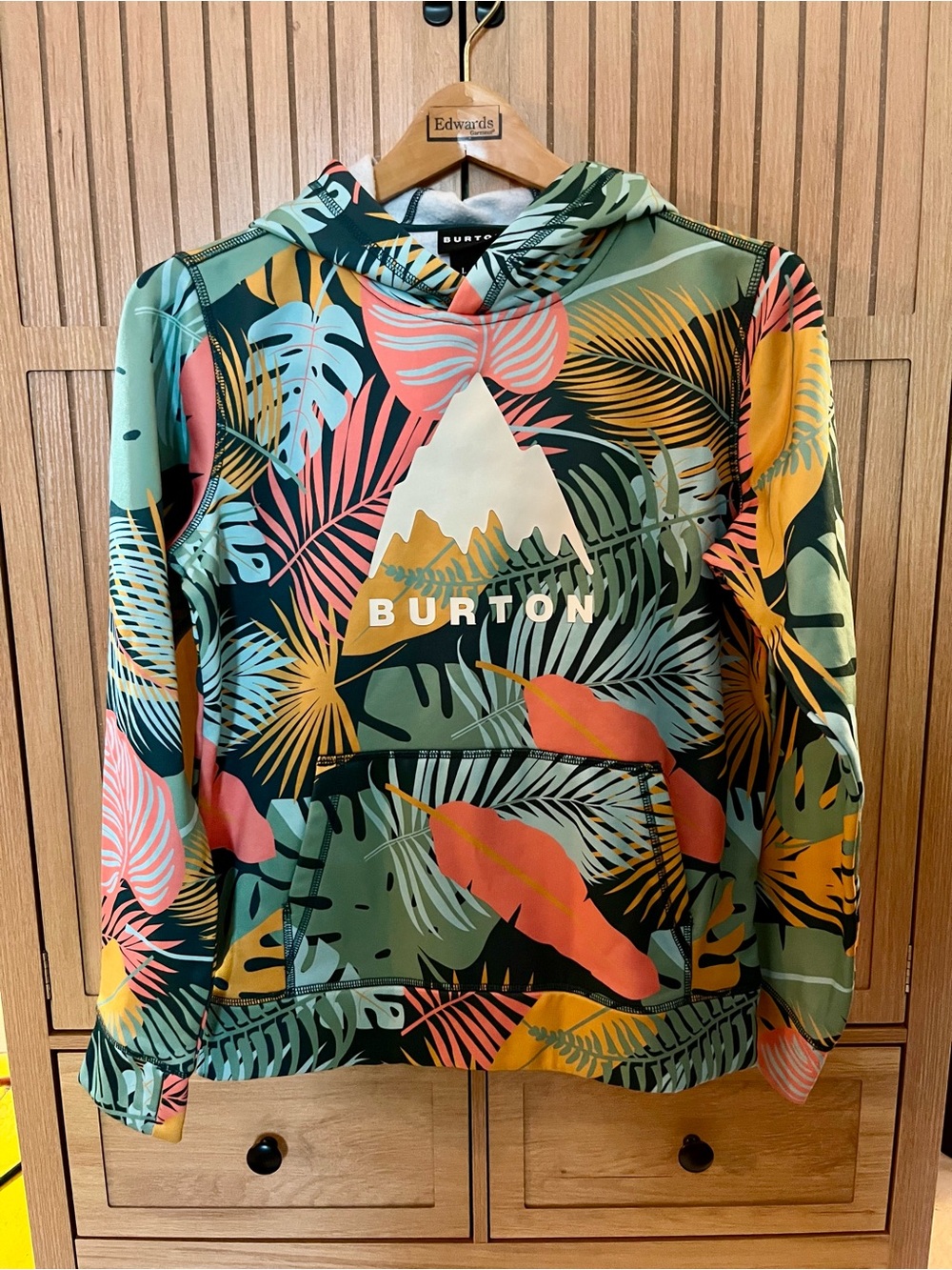 Burton -YOUTH -large -12 -Tropical Print Pullover Hoodie - Green Multi